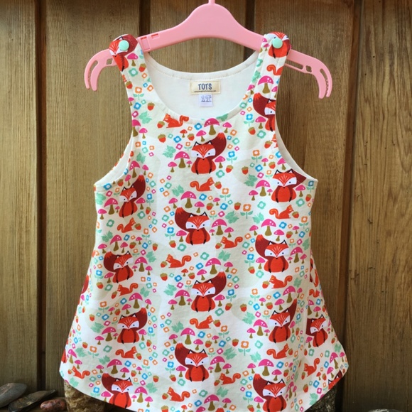 FOX PRINT DRESS Jersey Knit Size 1T - Picture 9 of 9